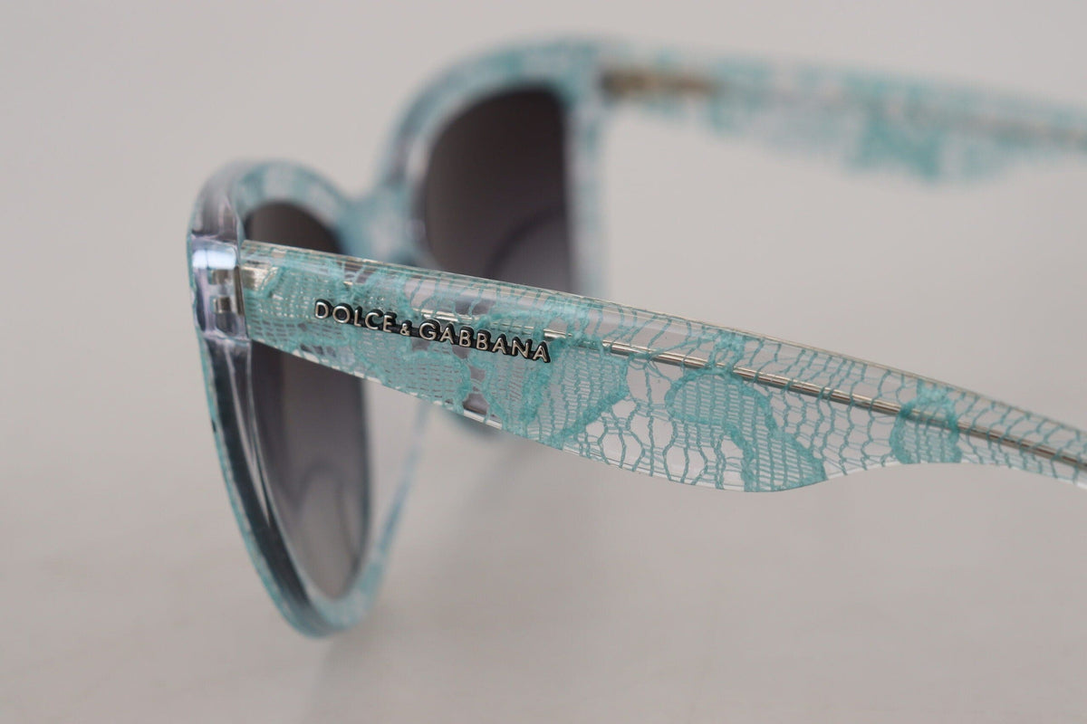 Gafas de sol elegantes con detalle de encaje azul de Dolce &amp; Gabbana