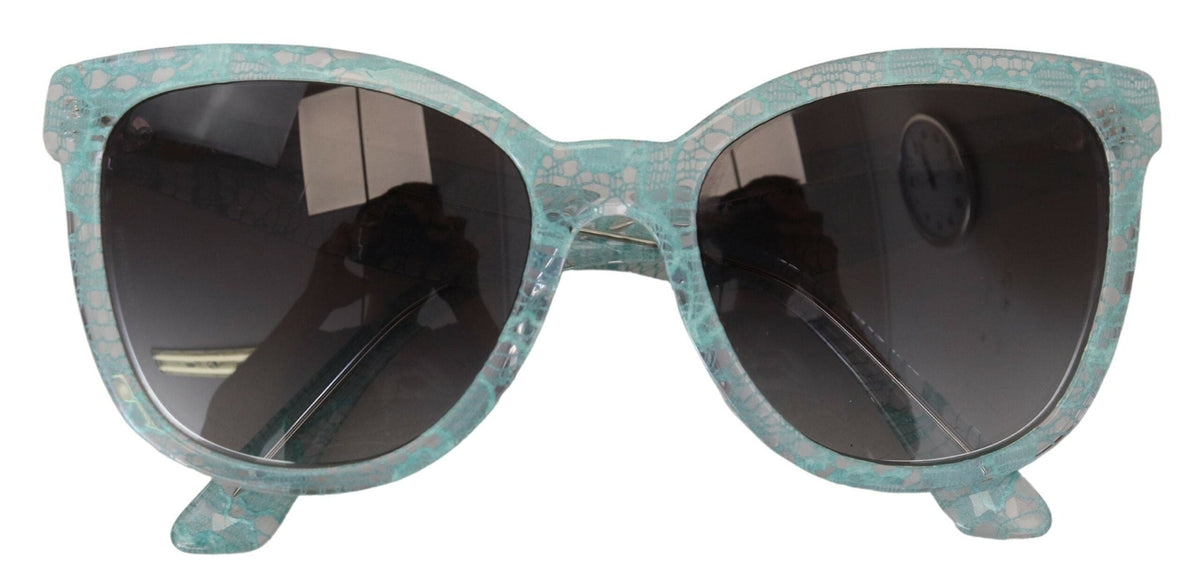 Lunettes de soleil élégantes Dolce &amp; Gabbana avec détails en dentelle bleue