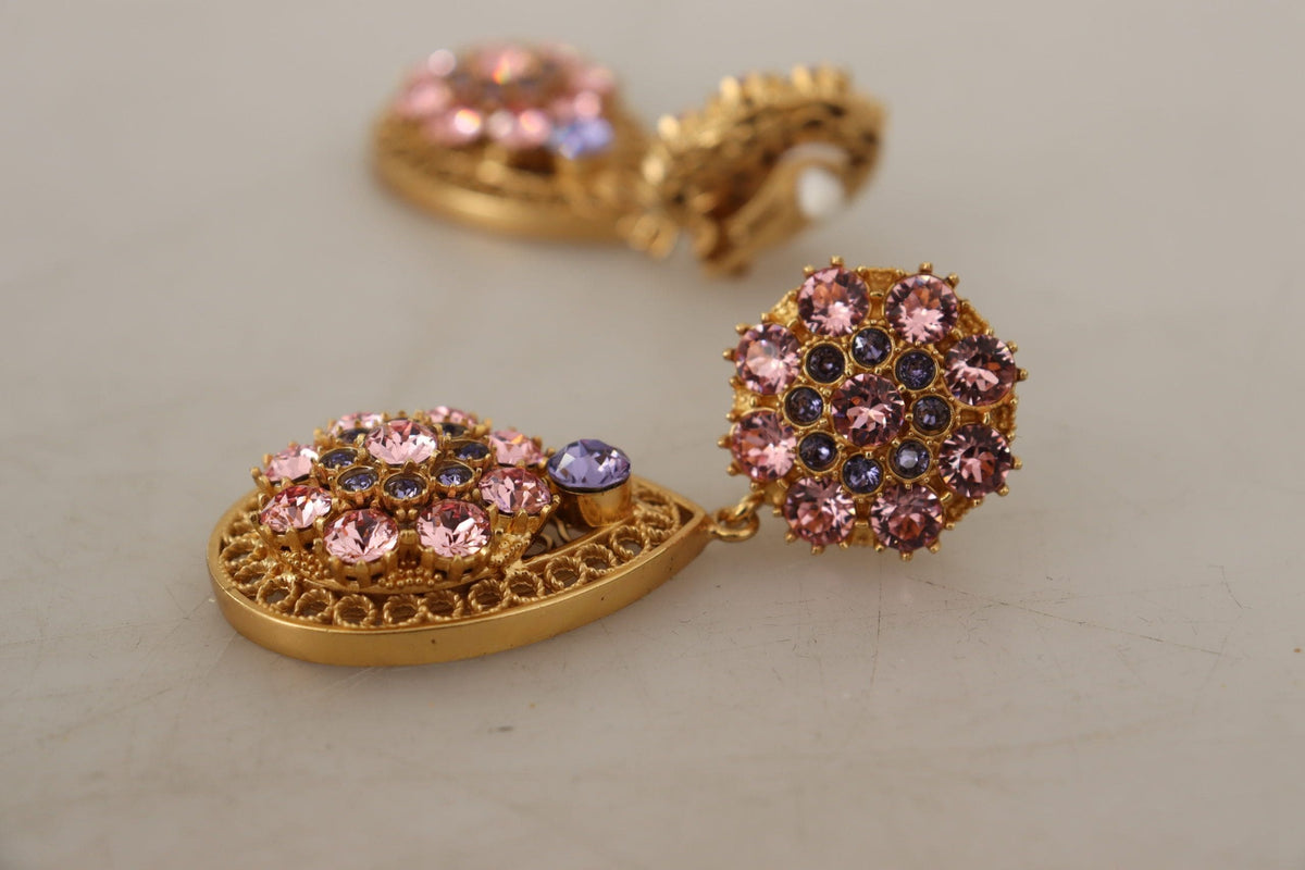 Boucles d'oreilles pendantes baroques en cristal multicolore Dolce &amp; Gabbana