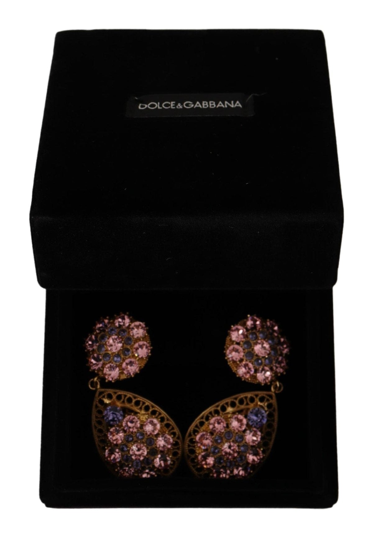 Boucles d'oreilles pendantes baroques en cristal multicolore Dolce &amp; Gabbana