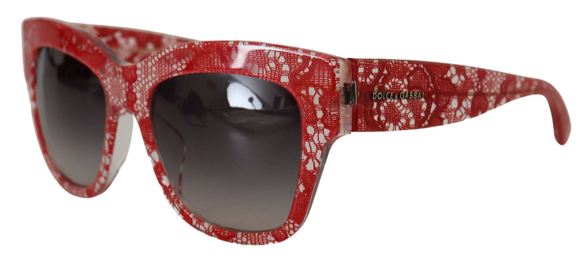 Gafas de sol elegantes con detalle de encaje rojo de Dolce &amp; Gabbana