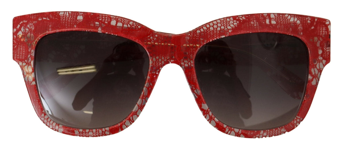 Gafas de sol elegantes con detalle de encaje rojo de Dolce &amp; Gabbana