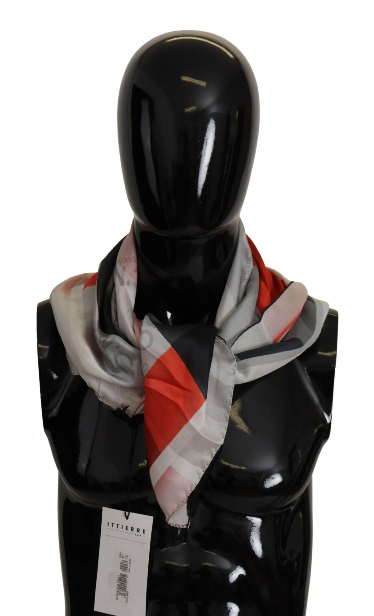 Foulard en soie élégant de costume national à carreaux gris et rouge