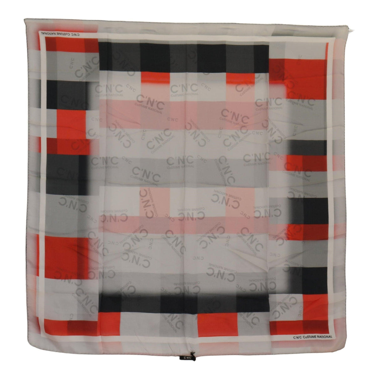 Foulard en soie élégant de costume national à carreaux gris et rouge