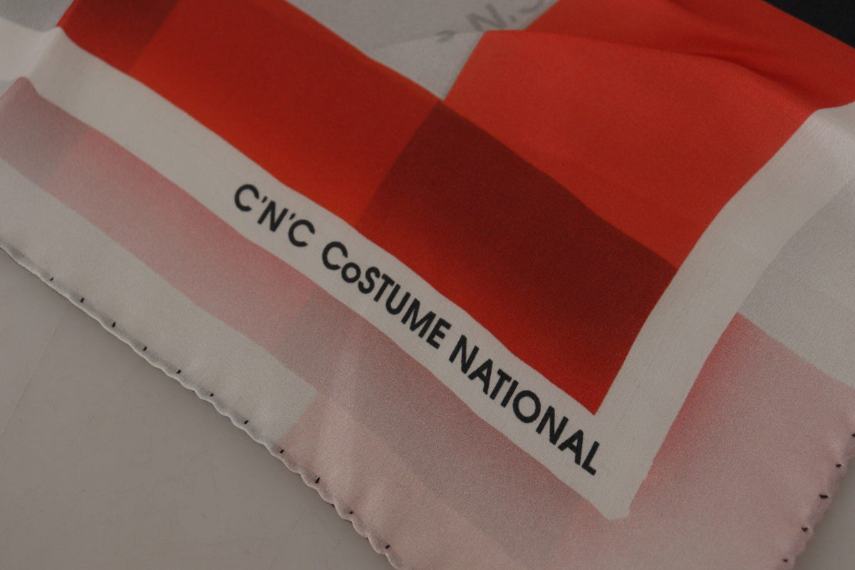 Foulard en soie élégant de costume national à carreaux gris et rouge