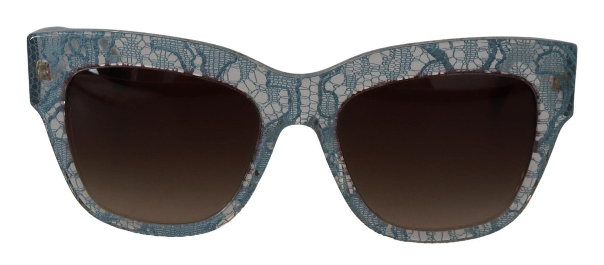 Lunettes de soleil bleues élégantes à détails en dentelle Dolce &amp; Gabbana