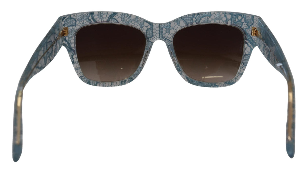 Gafas de sol elegantes con detalle de encaje en tonos azules de Dolce &amp; Gabbana