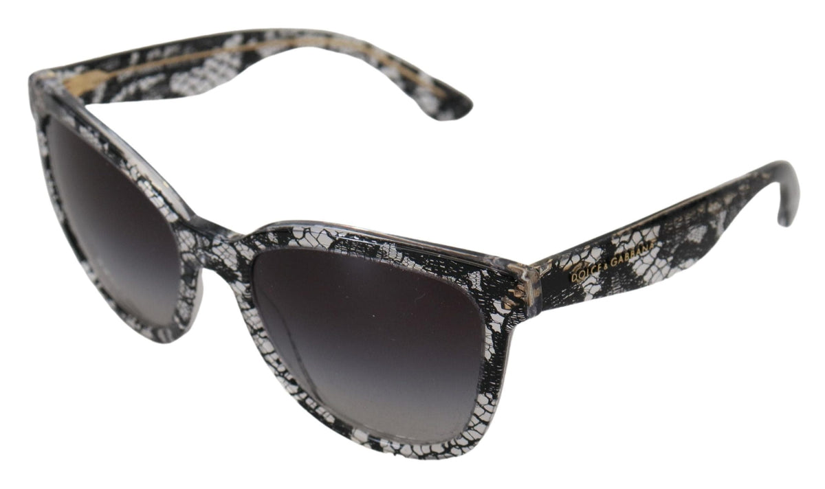 Lunettes de soleil élégantes à appliques en dentelle blanche Dolce &amp; Gabbana