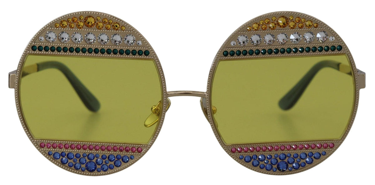 Lunettes de soleil ovales dorées ornées de cristaux Dolce &amp; Gabbana