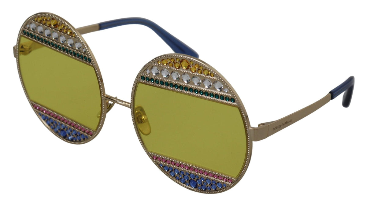 Lunettes de soleil ovales dorées ornées de cristaux Dolce &amp; Gabbana