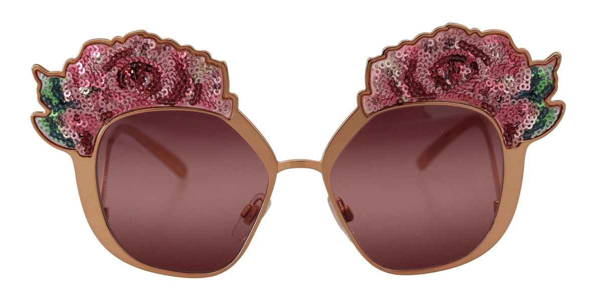 Lunettes de soleil brodées à sequins roses chics Dolce &amp; Gabbana