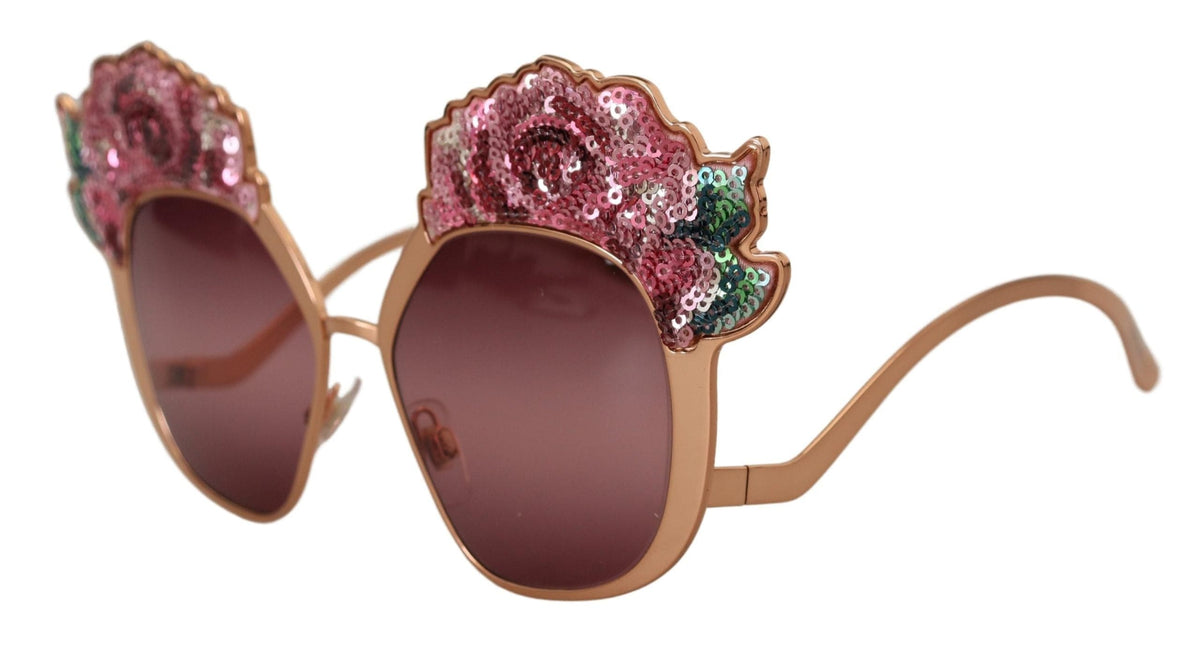 Gafas de sol Dolce &amp; Gabbana con bordado de lentejuelas y rosas elegantes