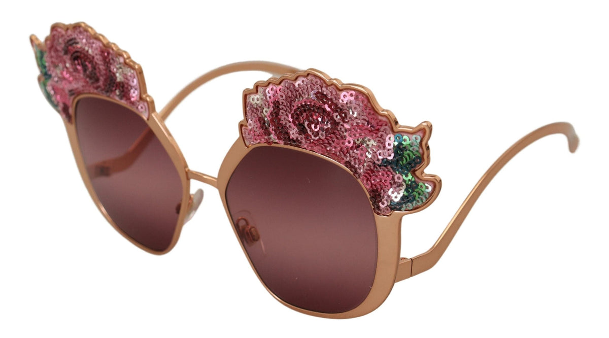 Gafas de sol Dolce &amp; Gabbana con bordado de lentejuelas y rosas elegantes