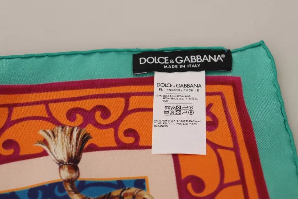 Foulard châle en nylon à imprimé dragon et éventails multicolores Dolce &amp; Gabbana