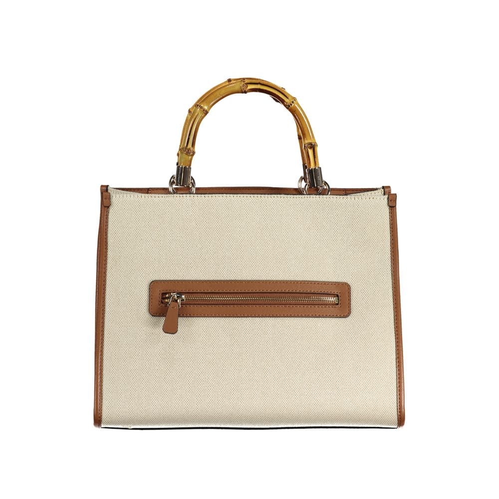 Bolso de mano de algodón beige Guess Jeans