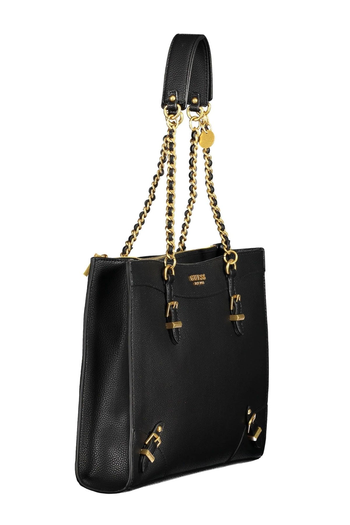 Guess Jeans Chic Black Chain-Strap Shoulder Bag