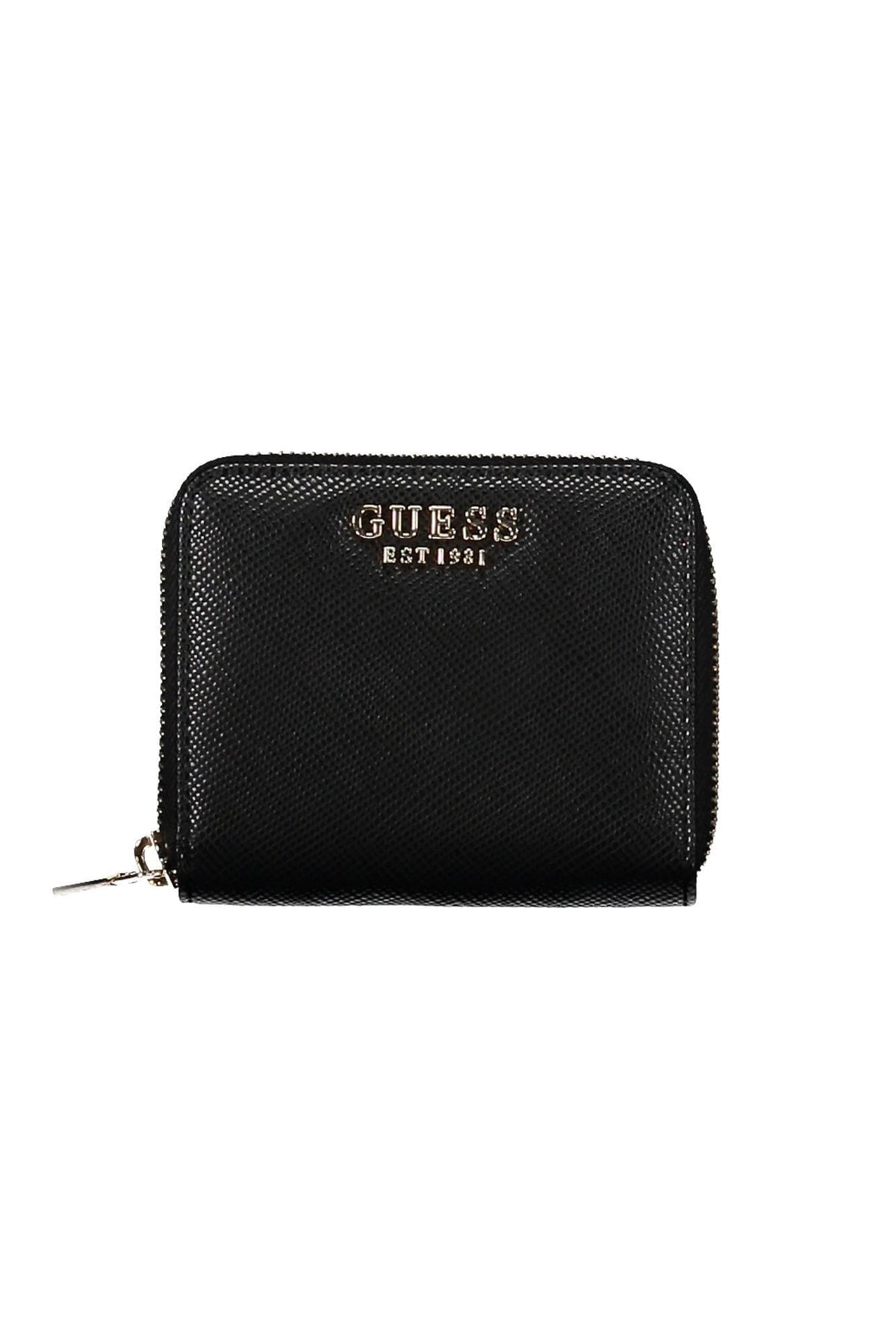 Cartera elegante negra con cremallera de polietileno de Guess Jeans