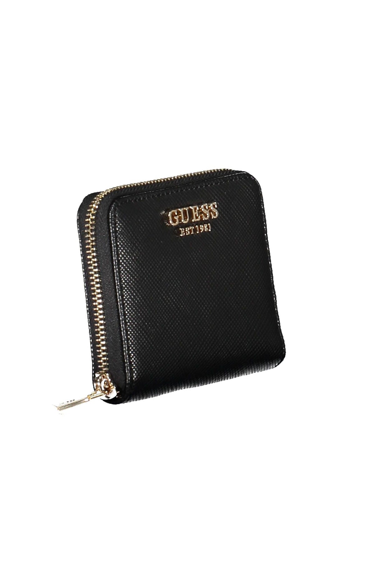 Cartera elegante negra con cremallera de polietileno de Guess Jeans