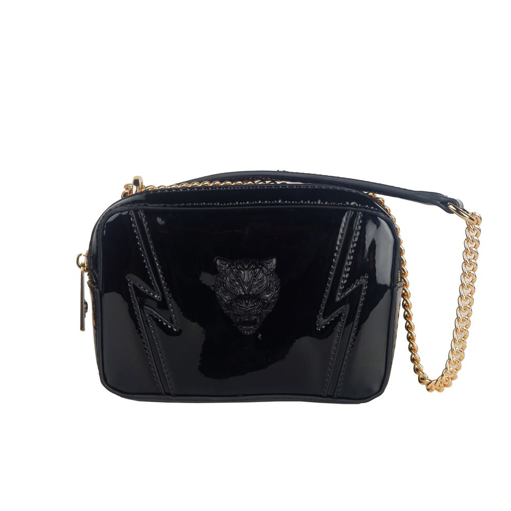 Elegante bolso de hombro con correa de cadena negra de Plein Sport