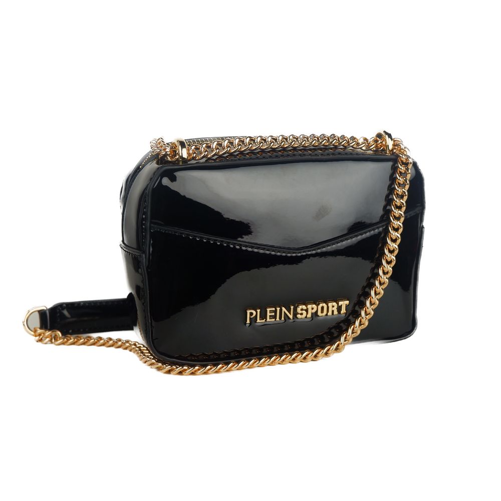 Elegante bolso de hombro con correa de cadena negra de Plein Sport