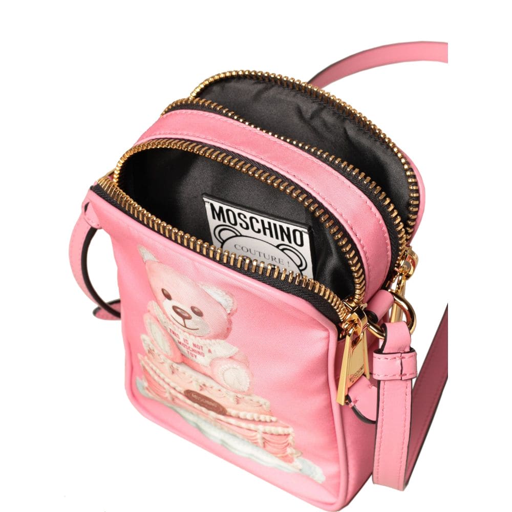 Bolso bandolera de nailon rosa de Moschino Couture