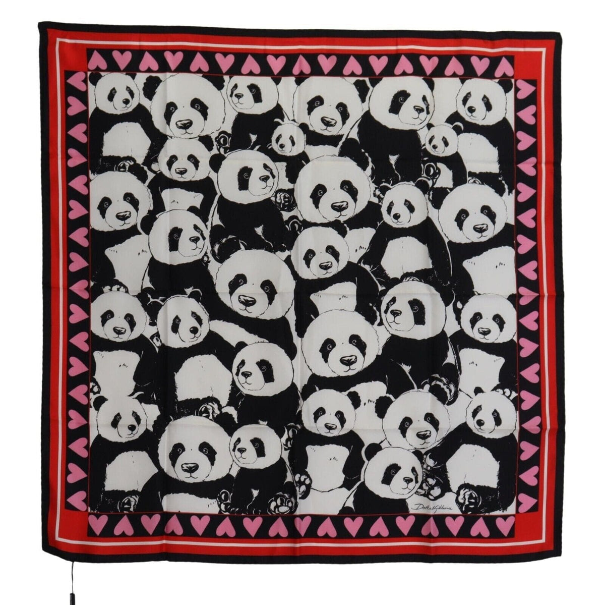 Elegante pañuelo de seda con estampado de panda de Dolce &amp; Gabbana