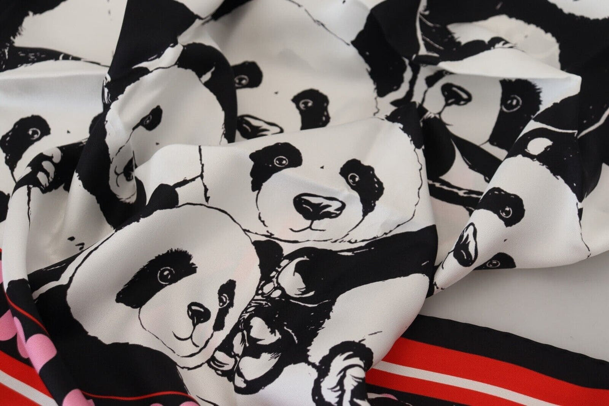 Elegante pañuelo de seda con estampado de panda de Dolce &amp; Gabbana