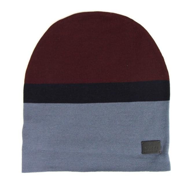 Gorro de lana de punto mediano unisex de color azul burdeos de Gucci