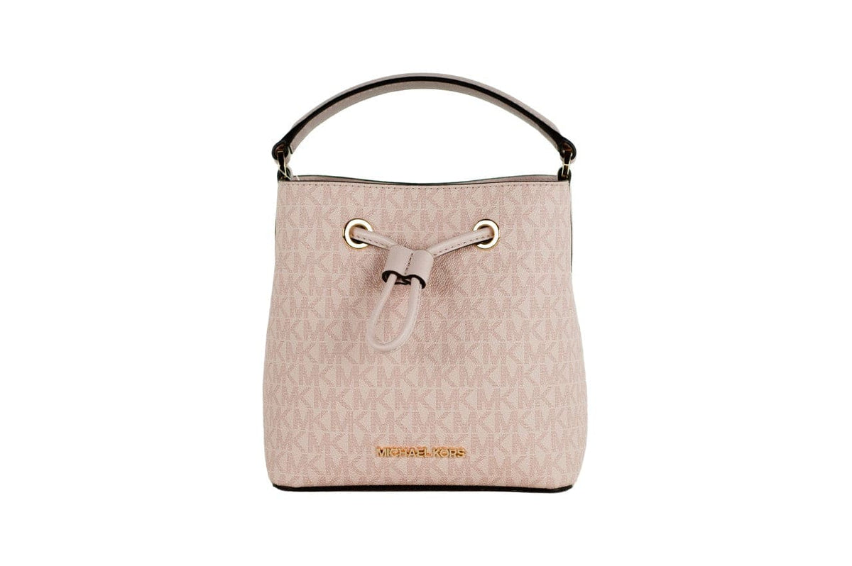 Sac à main seau à bandoulière Michael Kors Suri Small en PVC poudre foncée Signature Blush