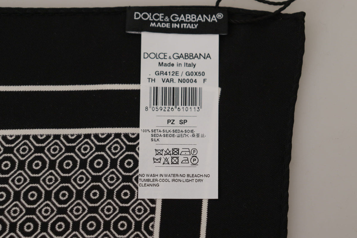 Elegante bufanda geométrica de seda negra de Dolce &amp; Gabbana para hombre