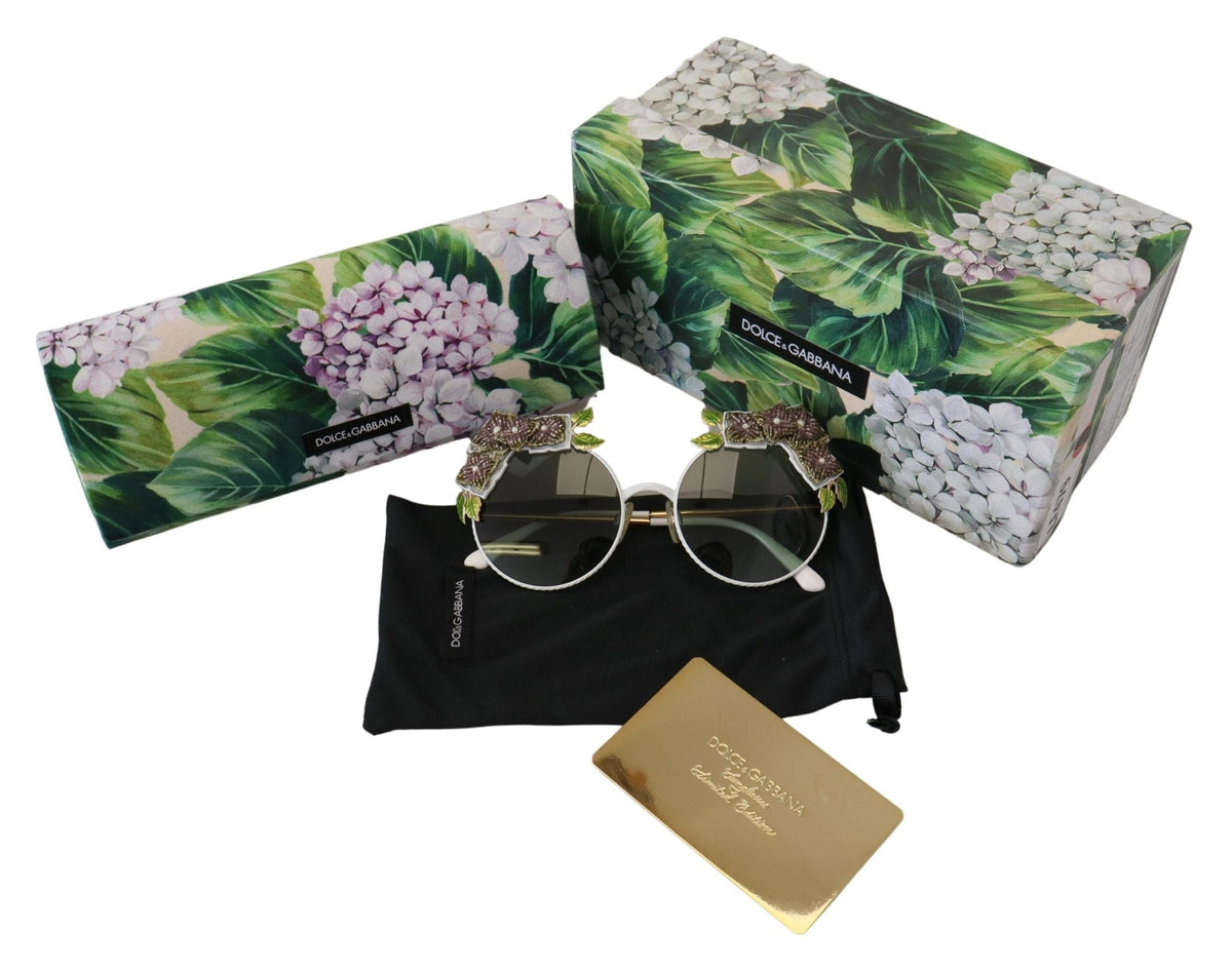 Gafas de sol elegantes con adornos florales en dorado de Dolce &amp; Gabbana