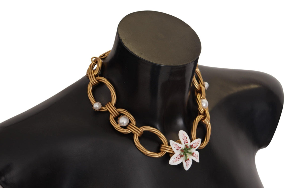 Collar elegante con colgante de flor de lirio dorado de Dolce &amp; Gabbana