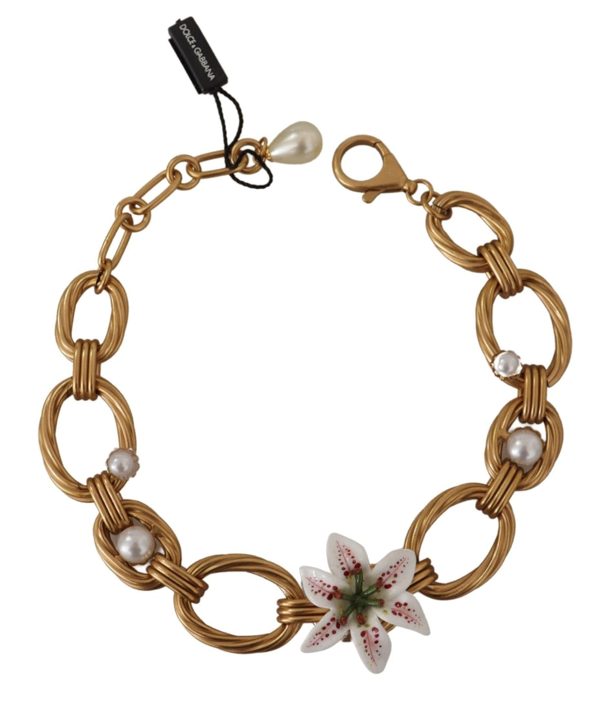 Collier élégant avec pendentif en forme de fleur de lys en or Dolce &amp; Gabbana