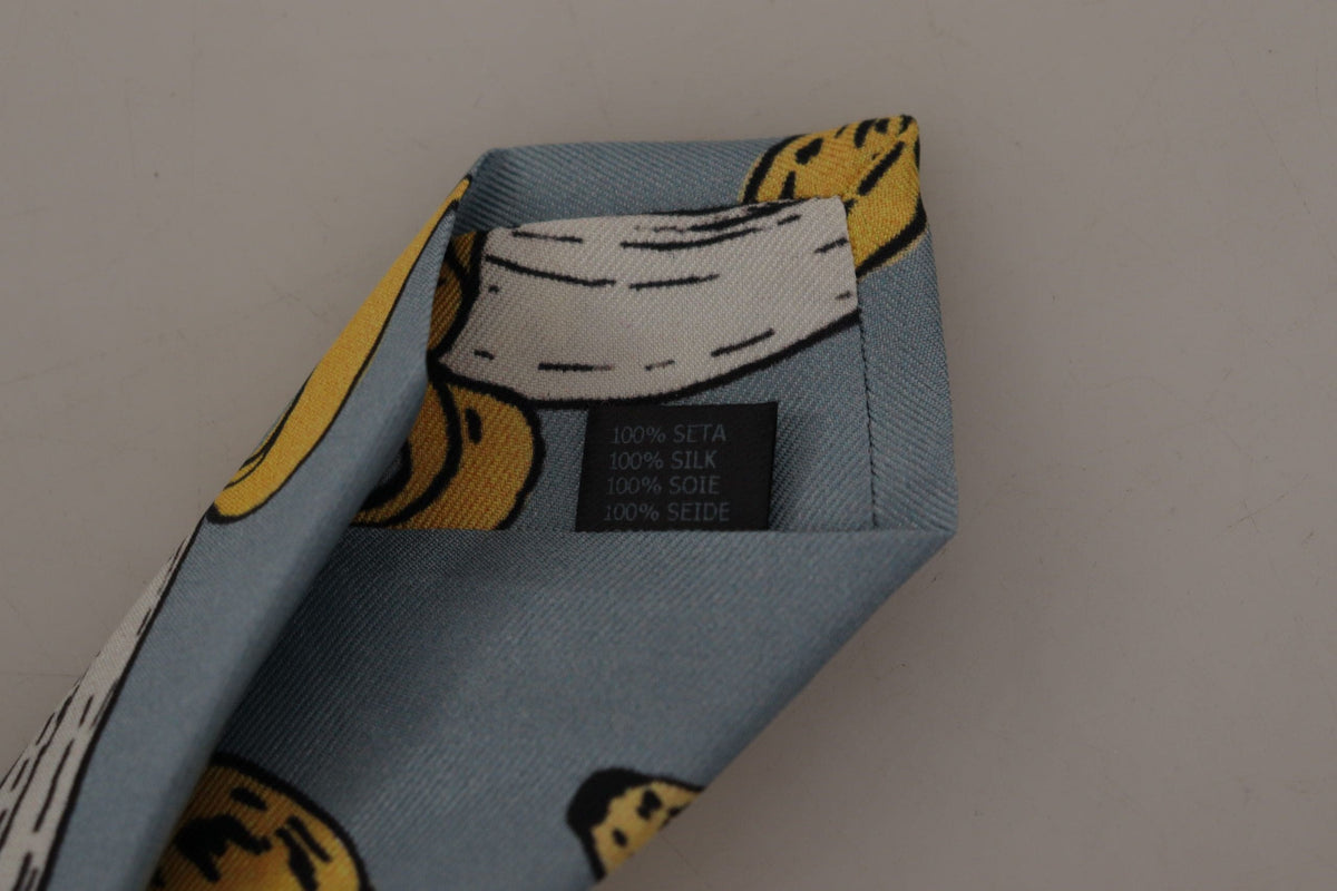 Corbata de seda con estampado elegante de plátanos azules de Dolce &amp; Gabbana