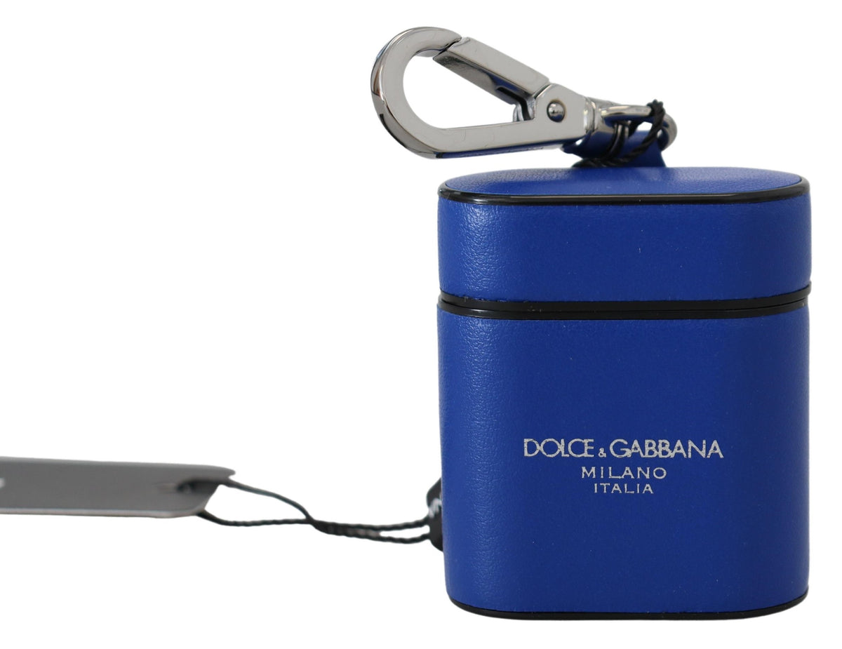 Estuche elegante de cuero azul para Airpods de Dolce &amp; Gabbana