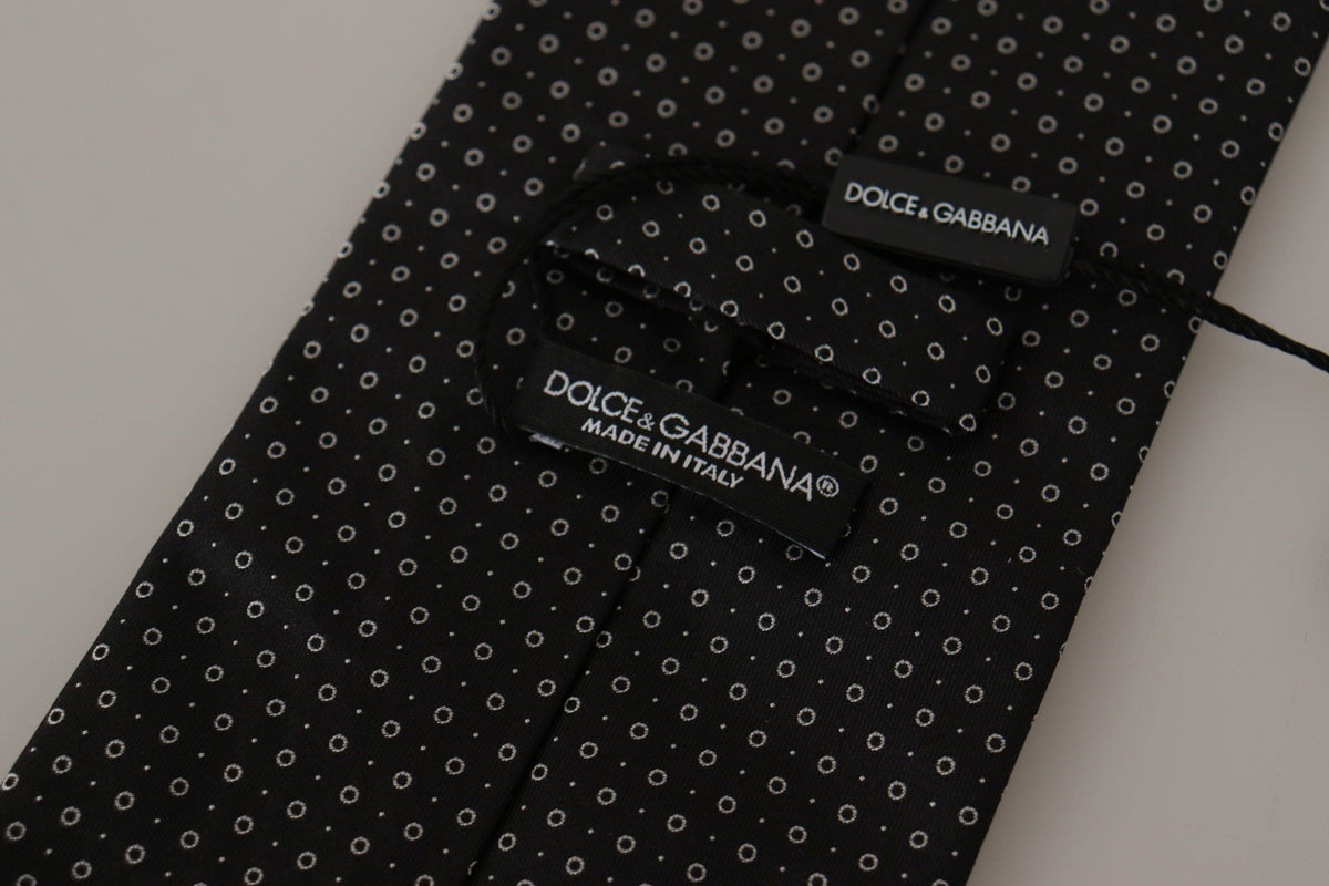 Dolce & Gabbana Elegant Black White Polka Dot Silk Tie