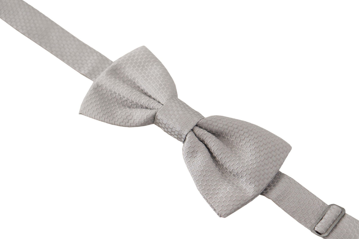 Dolce & Gabbana Chic Gray Silk Bow Tie