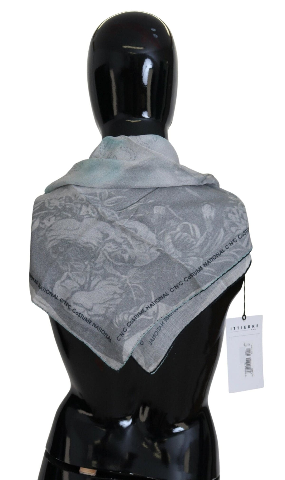 Costume National Élégant Foulard Carré En Coton Gris