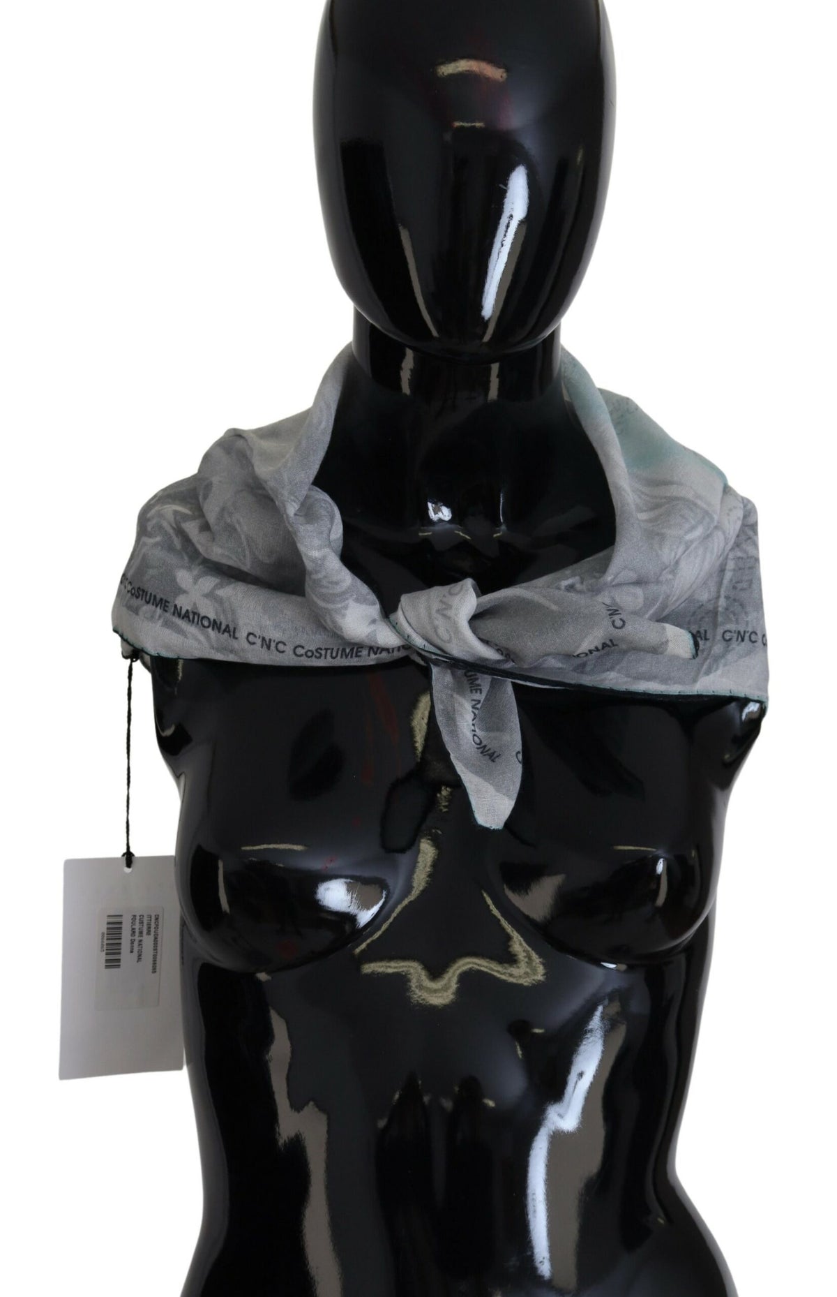 Costume National Élégant Foulard Carré En Coton Gris