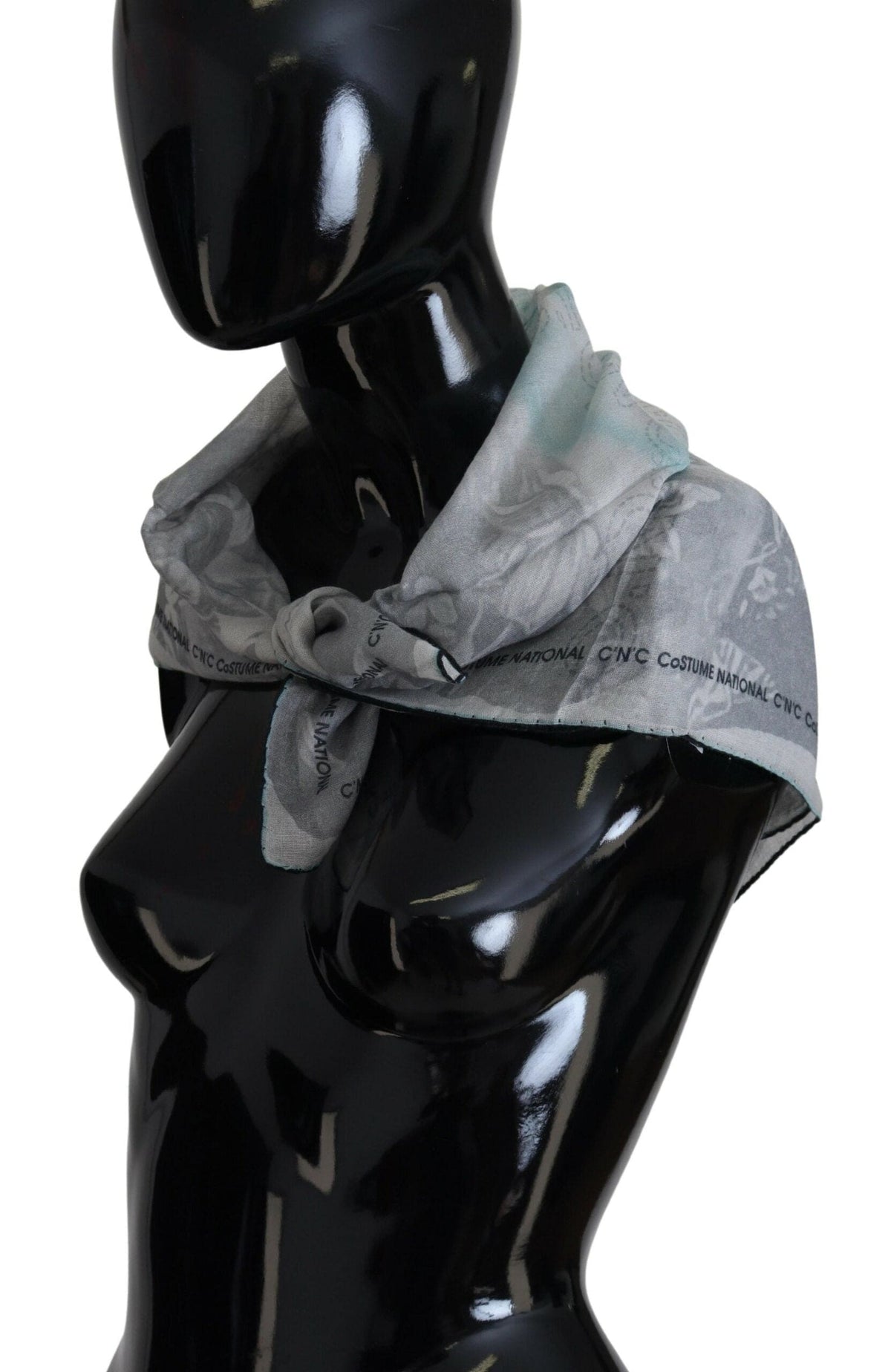 Costume National Élégant Foulard Carré En Coton Gris