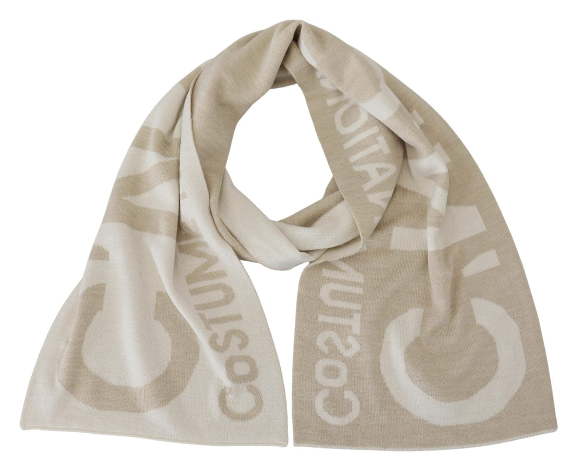 Costume National Elegant Beige Wool-Blend Scarf Wrap