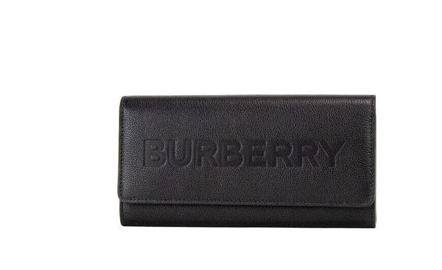 Portefeuille à rabat en cuir grainé noir avec logo gravé Burberry Porter