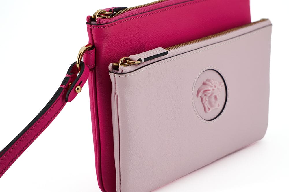 Pochette élégante en cuir rose Versace