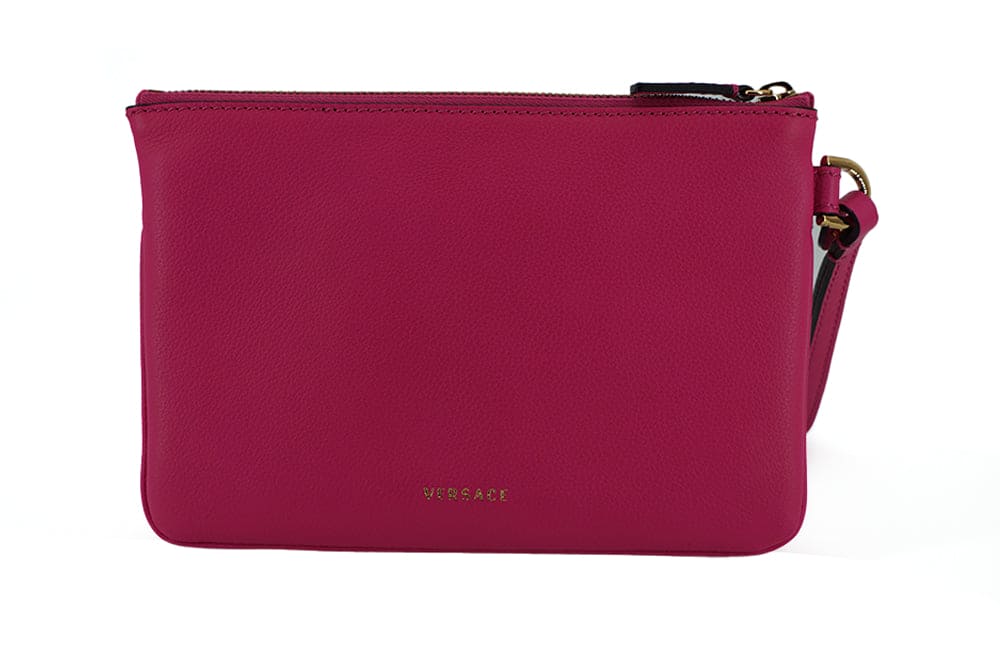 Elegante bolso de mano de piel rosa de Versace