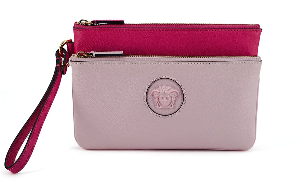 Pochette élégante en cuir rose Versace