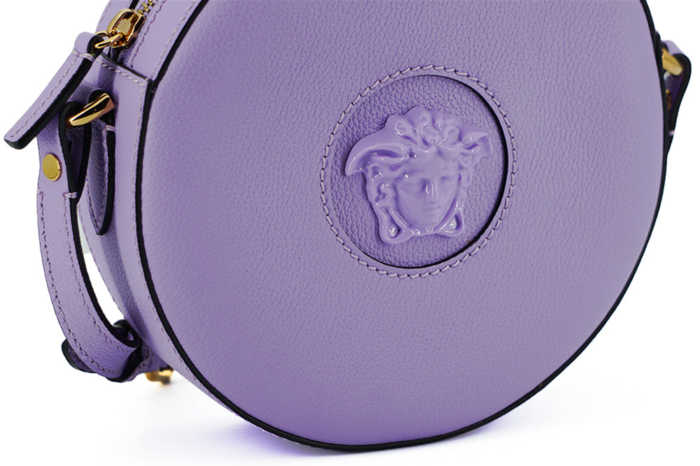 Sac à bandoulière rond violet élégant de Versace