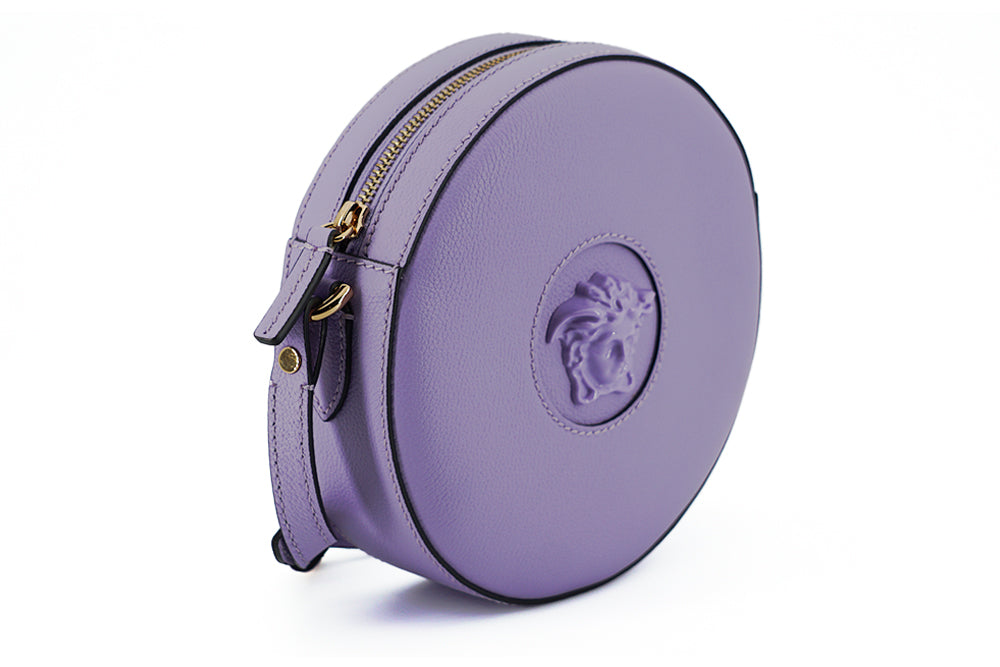 Sac à bandoulière rond violet élégant de Versace