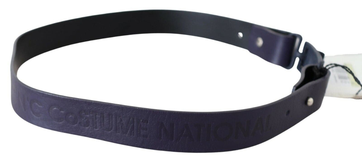 Ceinture à boucle en cuir noir avec logo normal pour costume national