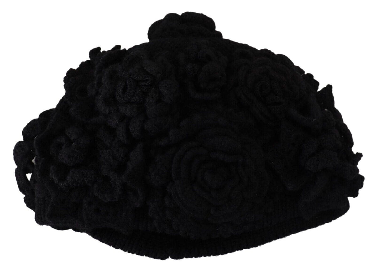 Bonnet élégant en laine vierge noire Dolce &amp; Gabbana