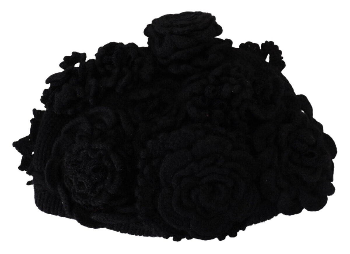 Bonnet élégant en laine vierge noire Dolce &amp; Gabbana